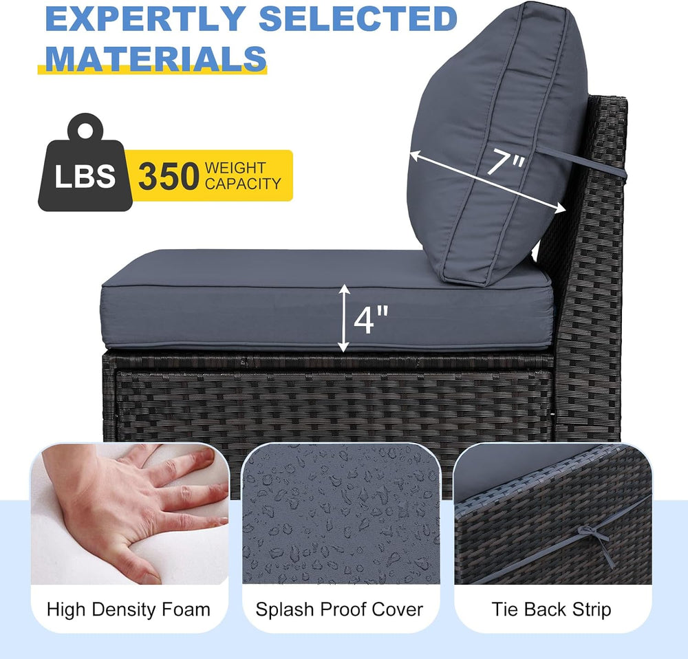 5 Pieces Patio Furniture Set, Wicker Outdoor Conversation Sets with Tea Table...