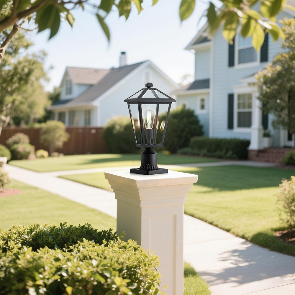 16.4in Outdoor Post Pole Light Modern Aluminum Exterior Pillar Lantern with C...