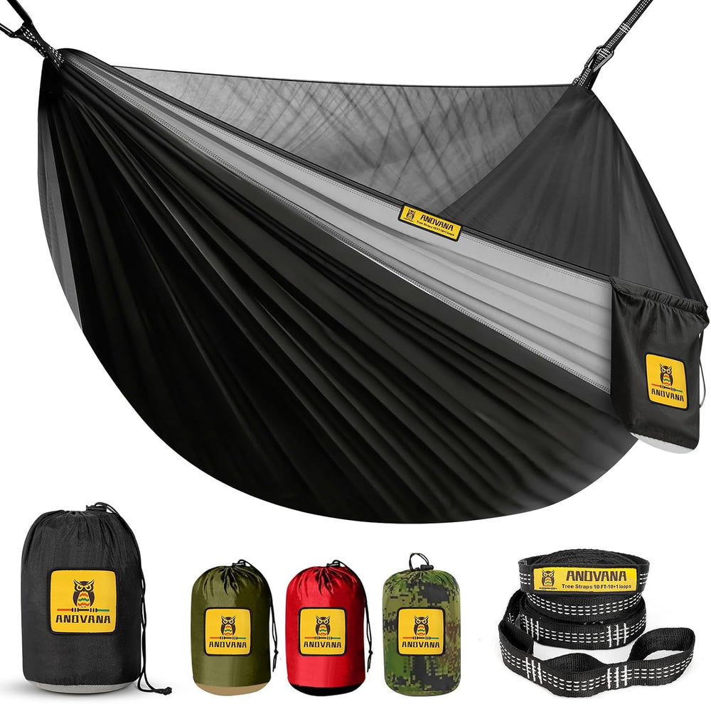 Camping Hammock with Mosquito Net, 500 lbs Portable Hammock with Tree Straps,...