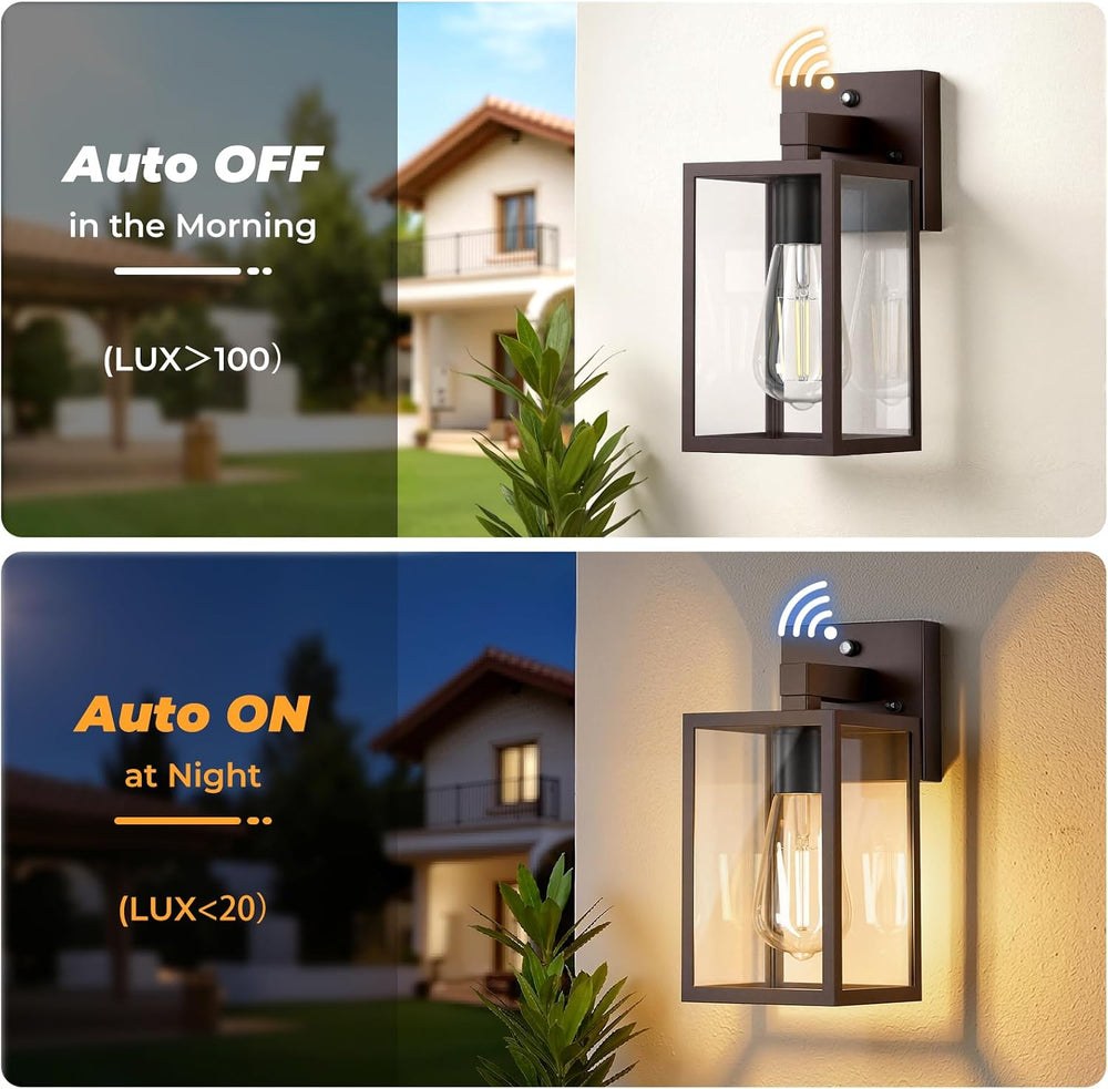 FOLKSMATE 3 Pack Dusk to Dawn Outdoor Wall Sconce, Dark Chocolate