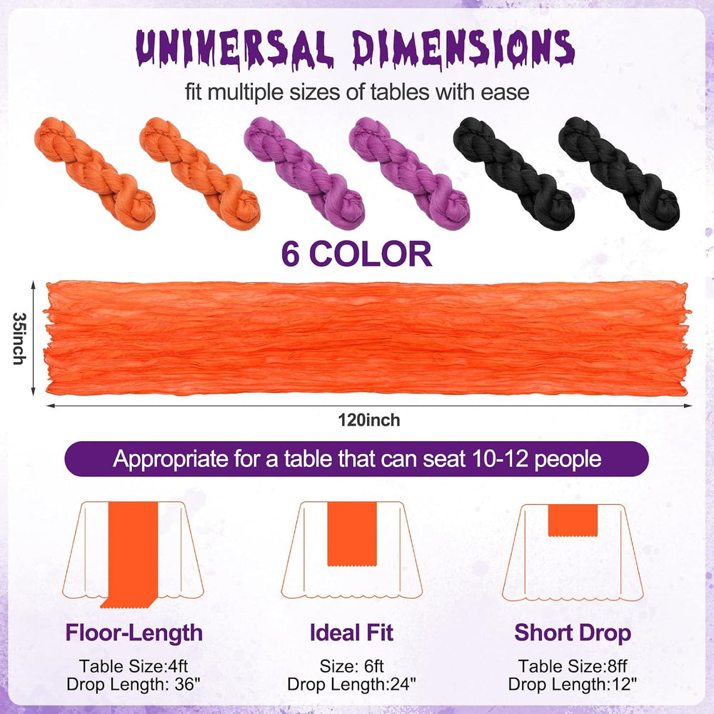 Moukeren 6 Pack Halloween Cheesecloth Table Runner Halloween Party Decor