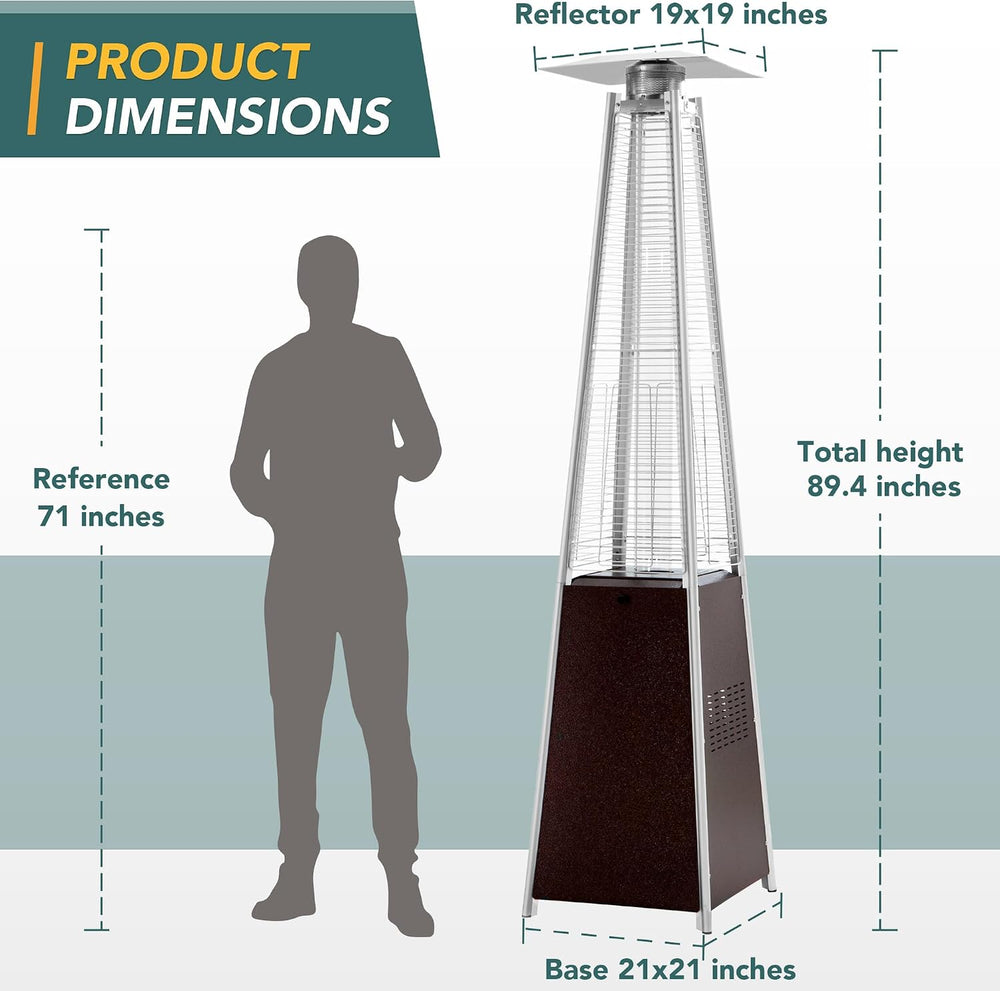 Pamapic 89" Pyramid Patio Heater Outdoor, Propane Flame Tower with Quart...