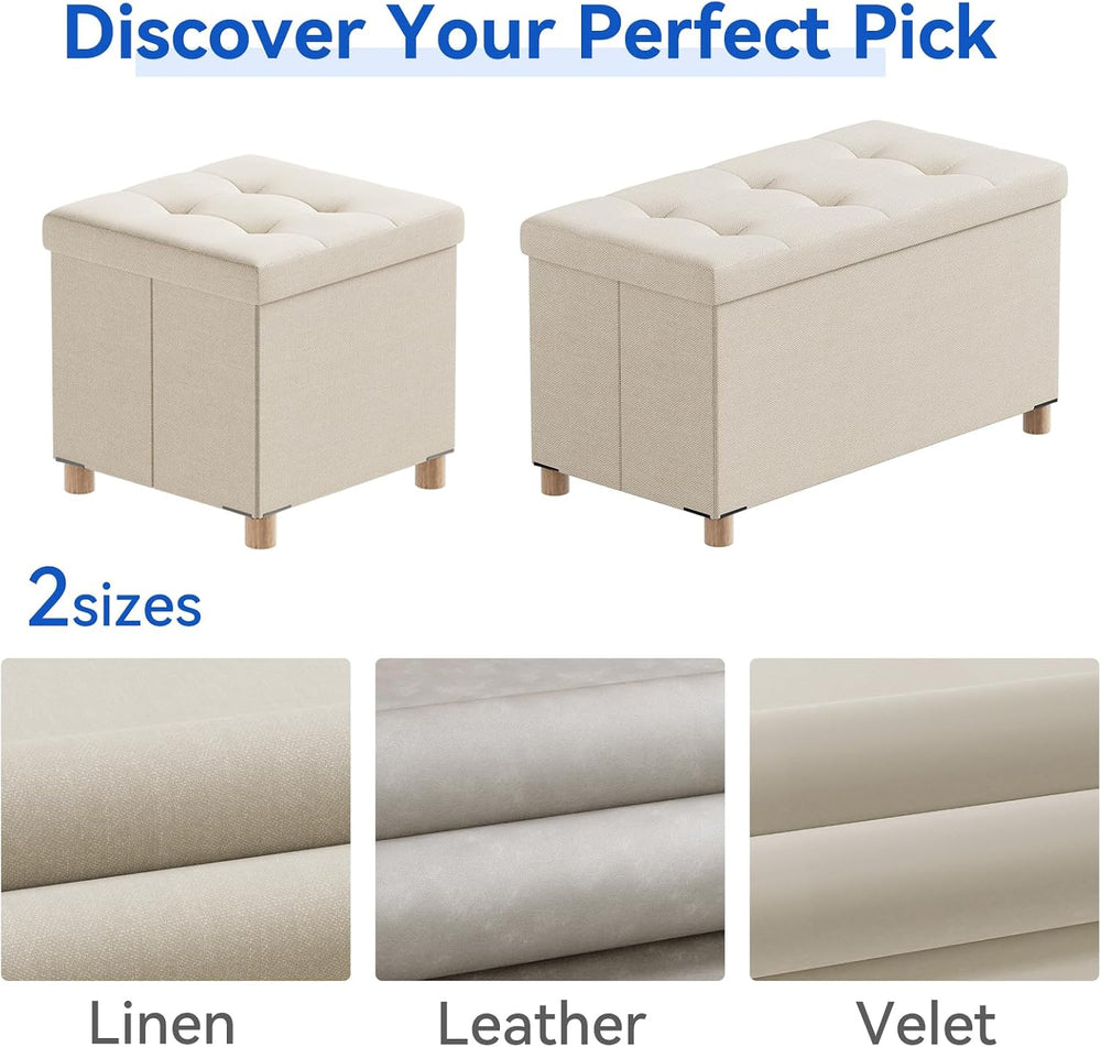 BRIAN & DANY 30 Inches Folding Storage Ottoman Bench, Ottoman with Storag...