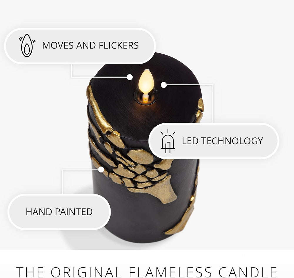 Luminara Skeleton Hands Flameless LED Candle, Black & Gold 3" x 6.5&...
