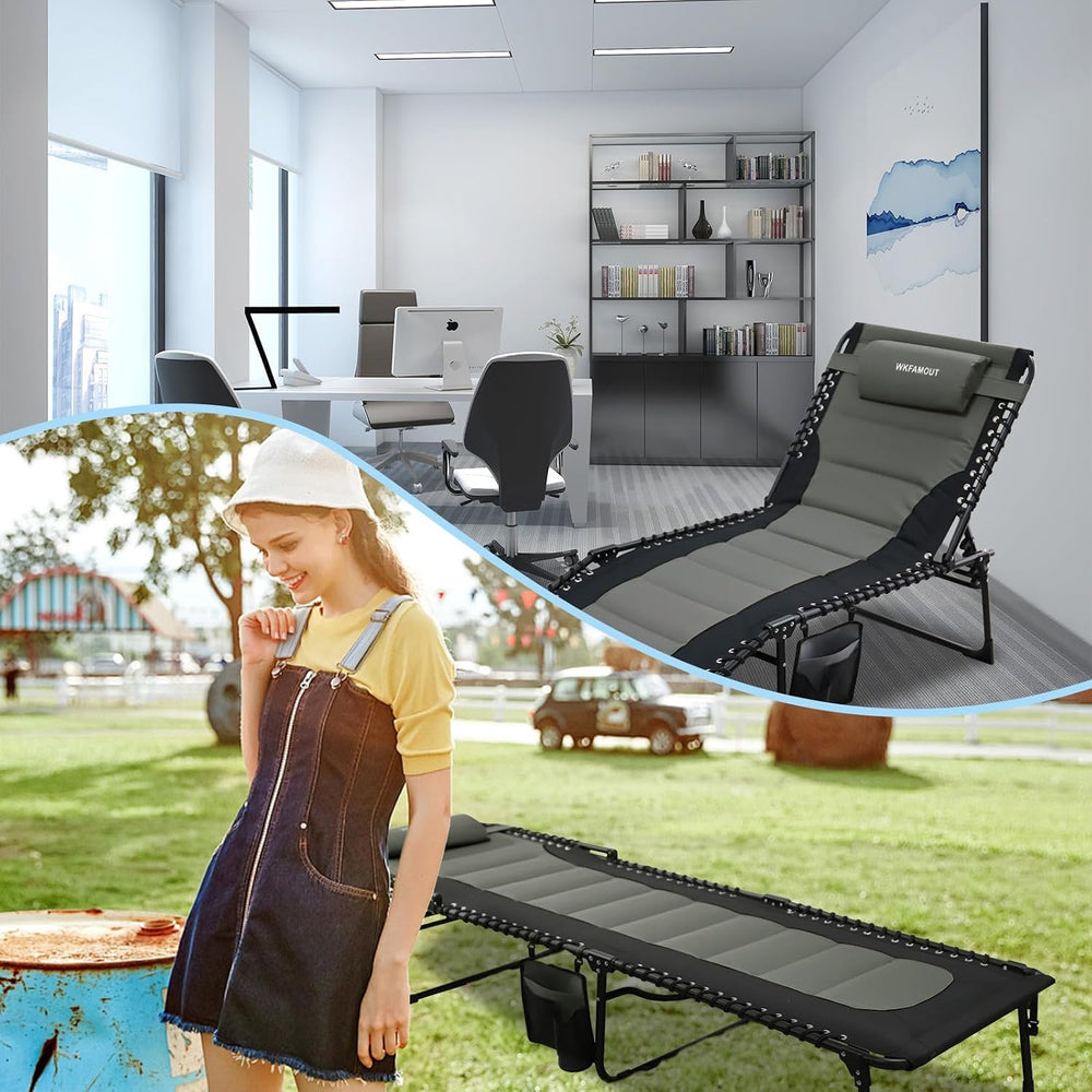 Outdoor Folding Lounge Chair Padded for Adults 264Ibs Patio Chaise Lounge Cha...