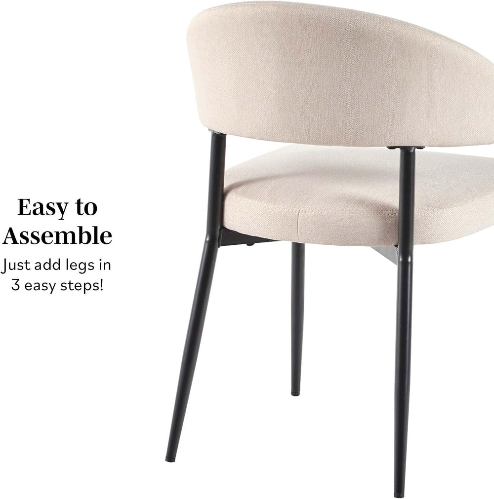 Walker Edison Modern Curved Back Upholstered Dining Chair with High-Performan...