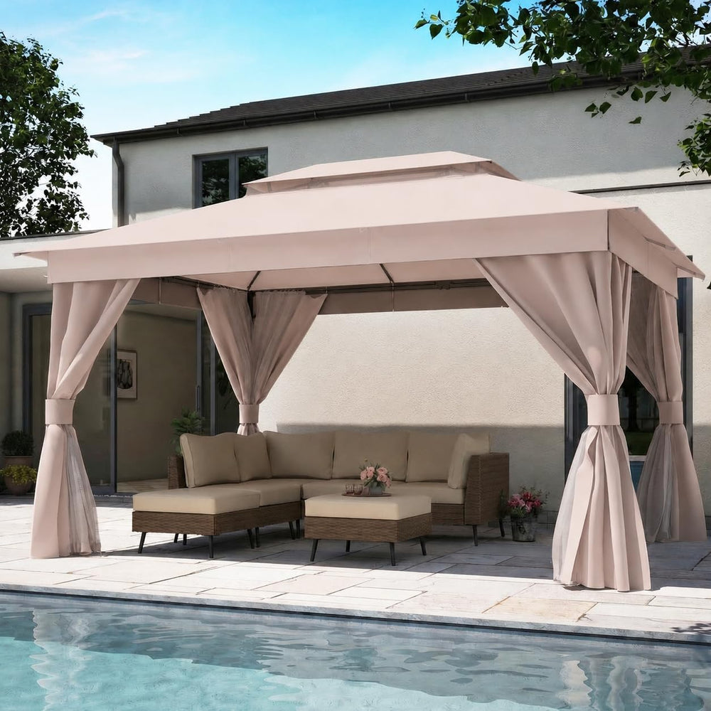 LAUSAINT HOME 10x13 Gazebo Canopy, Upgraded Metal Frame Heavy Duty Patio Cano...