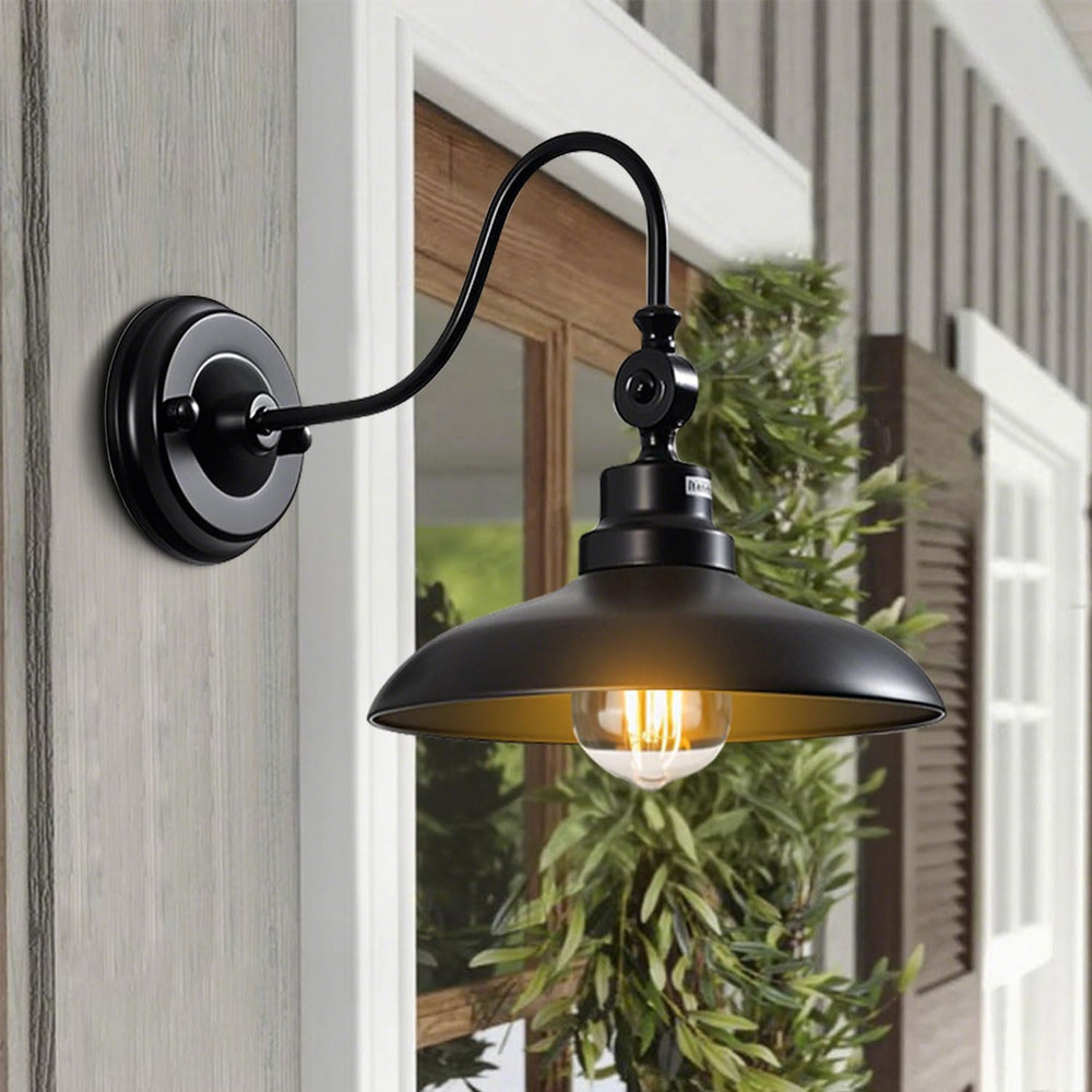 4-Pack Outdoor Wall Lights, Matte Black Farmhouse Gooseneck Barn Light 9.8 in...