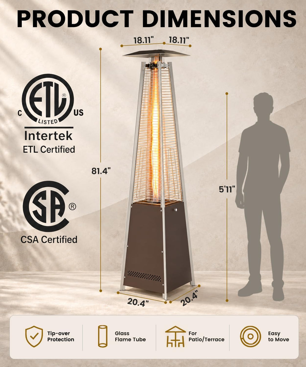FOOWIN Patio Heater 48,000 BTU Outdoor Propane Heater with Wheels