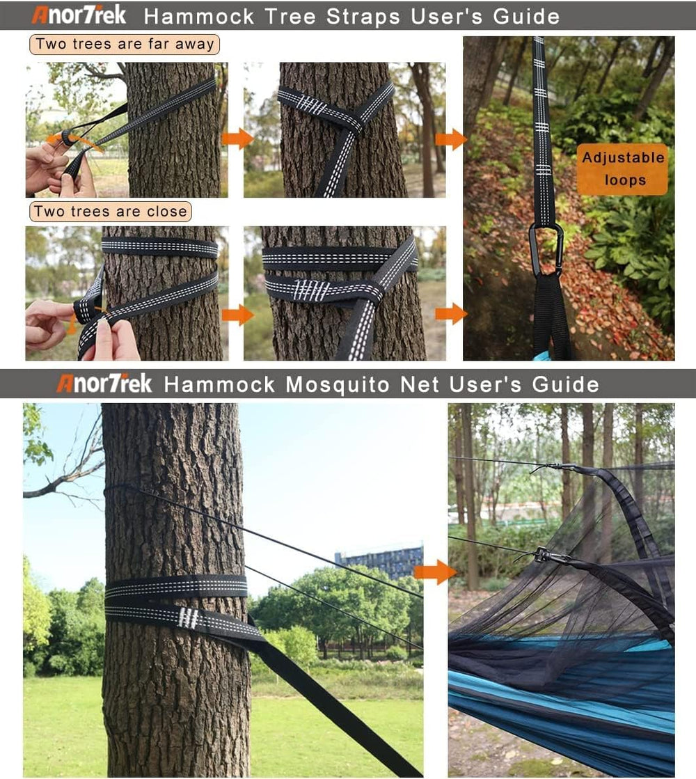 AnorTrek Camping Hammock with Mosquito Net, Double & Single Lightweight P...