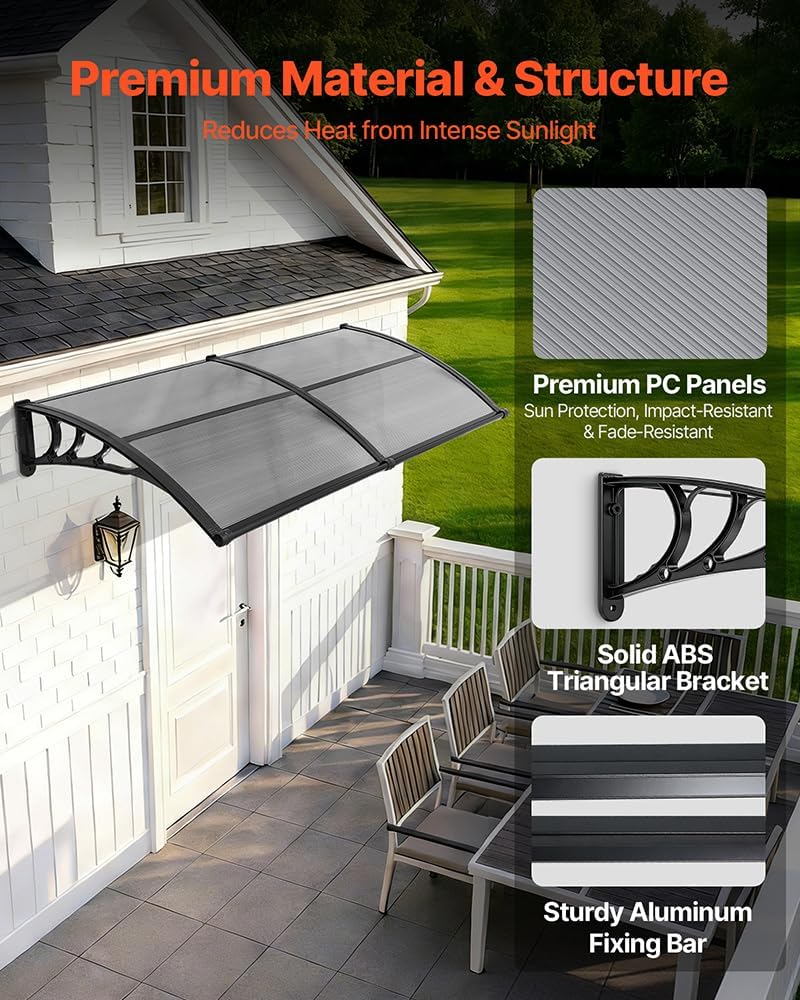 VEVOR Awnings for Door Entrance, 38" x 78" Window Door Awning Canop...