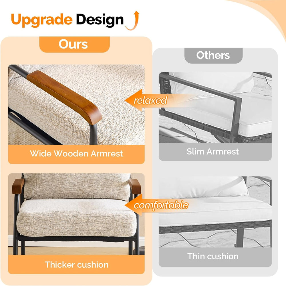VINGLI Mid-Century Modern Accent Armchiars Set of 2 for Small Space, Small Co...