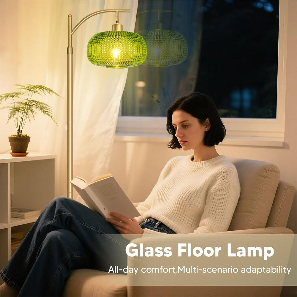 Modern Floor Lamp for Living Room, Mid Century Standing Lamp Green Shade