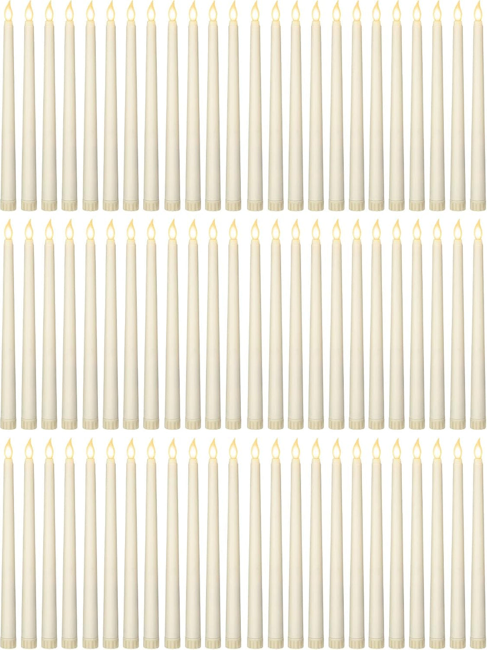 Treela 72 Pcs Flameless LED Taper Candles Bulk 11 Inch,Classic,Ivory
