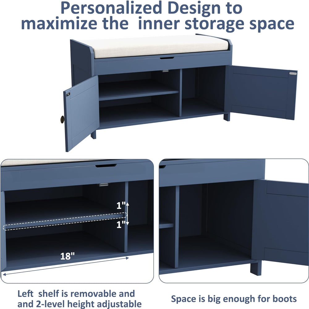 HOMEFORT 30" Shoe Bench with Lift Top Storage, Entryway Bench with Cushi...