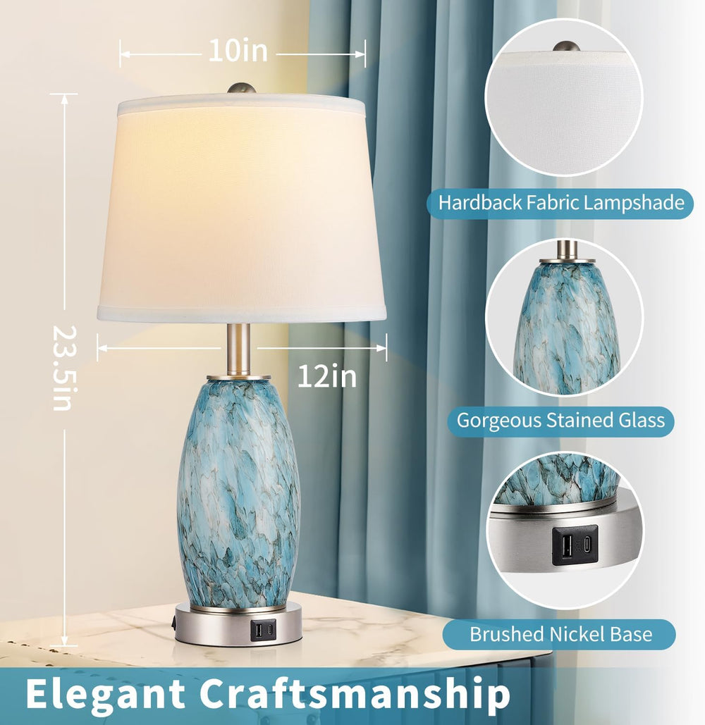 Lovlast 23.5" Coastal Modern Table Lamps Set of 2 for Living Room Bedroom