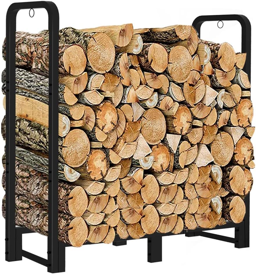 3FT Firewood Rack Stand Heavy Duty Logs Holder for Outdoor Indoor Fireplace M...