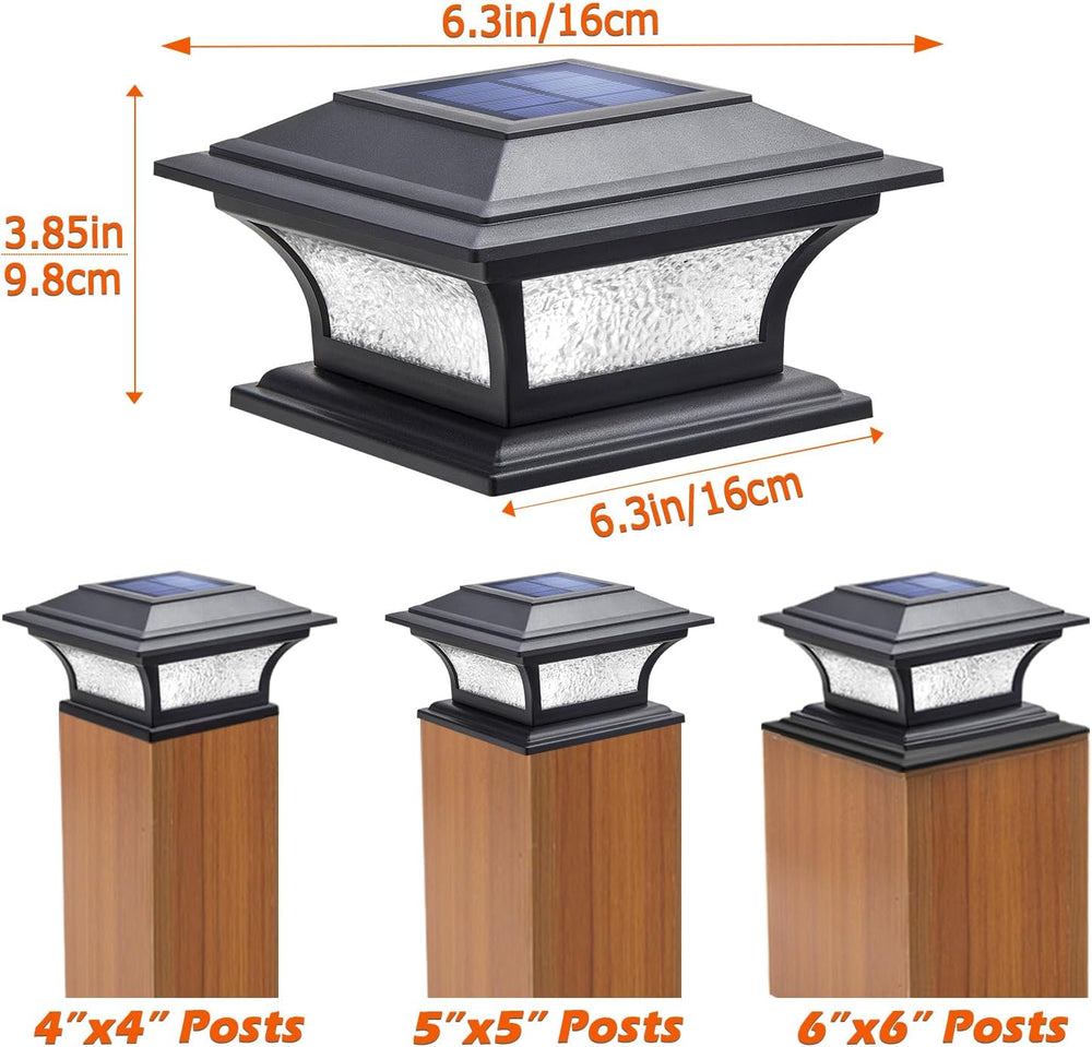 SIEDiNLAR Solar Post Lights Outdoor Glass, 2 Modes 4 Pack Black, Warm/White