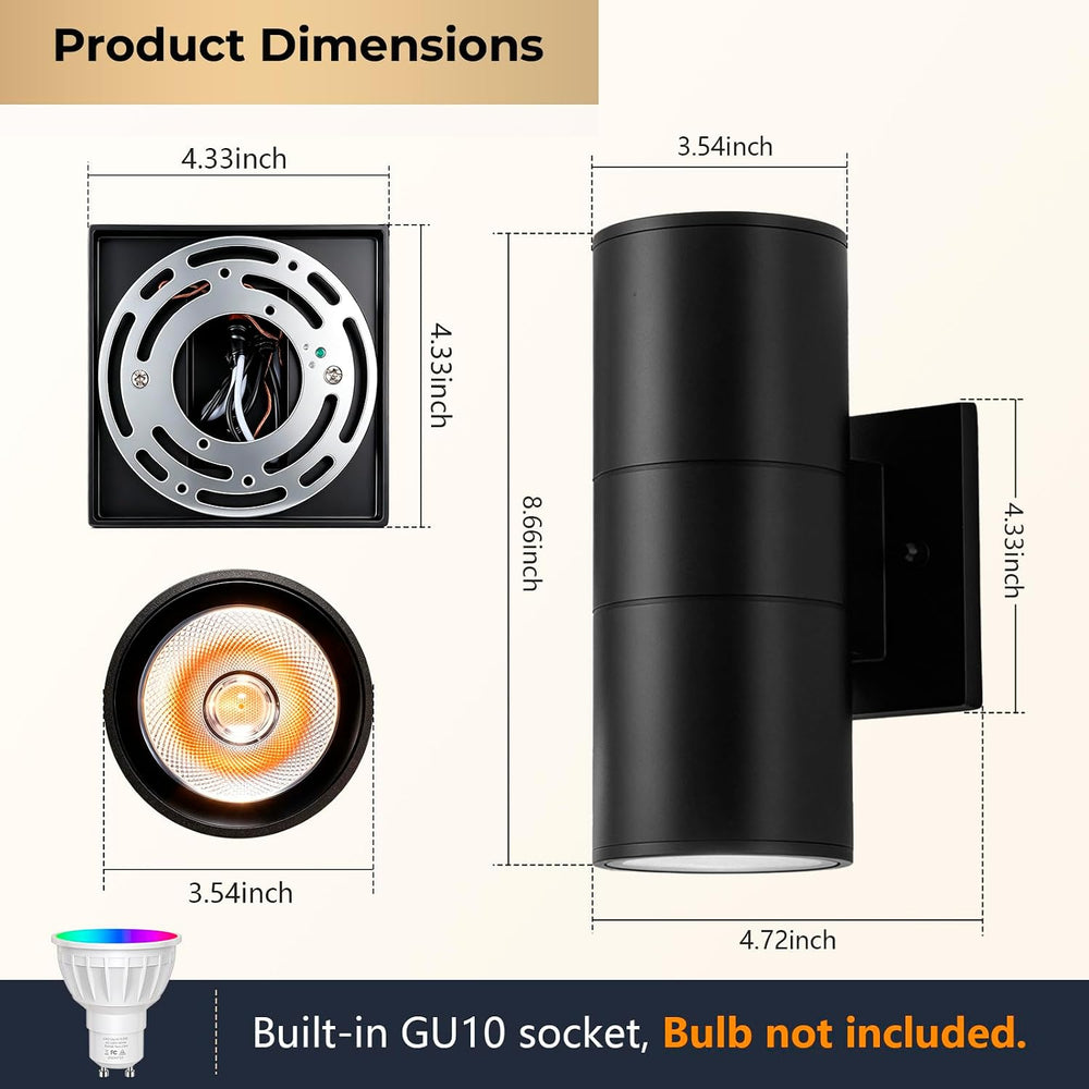 Outdoor Wall Lights,Up and Down Waterproof Exterior Wall Sconces