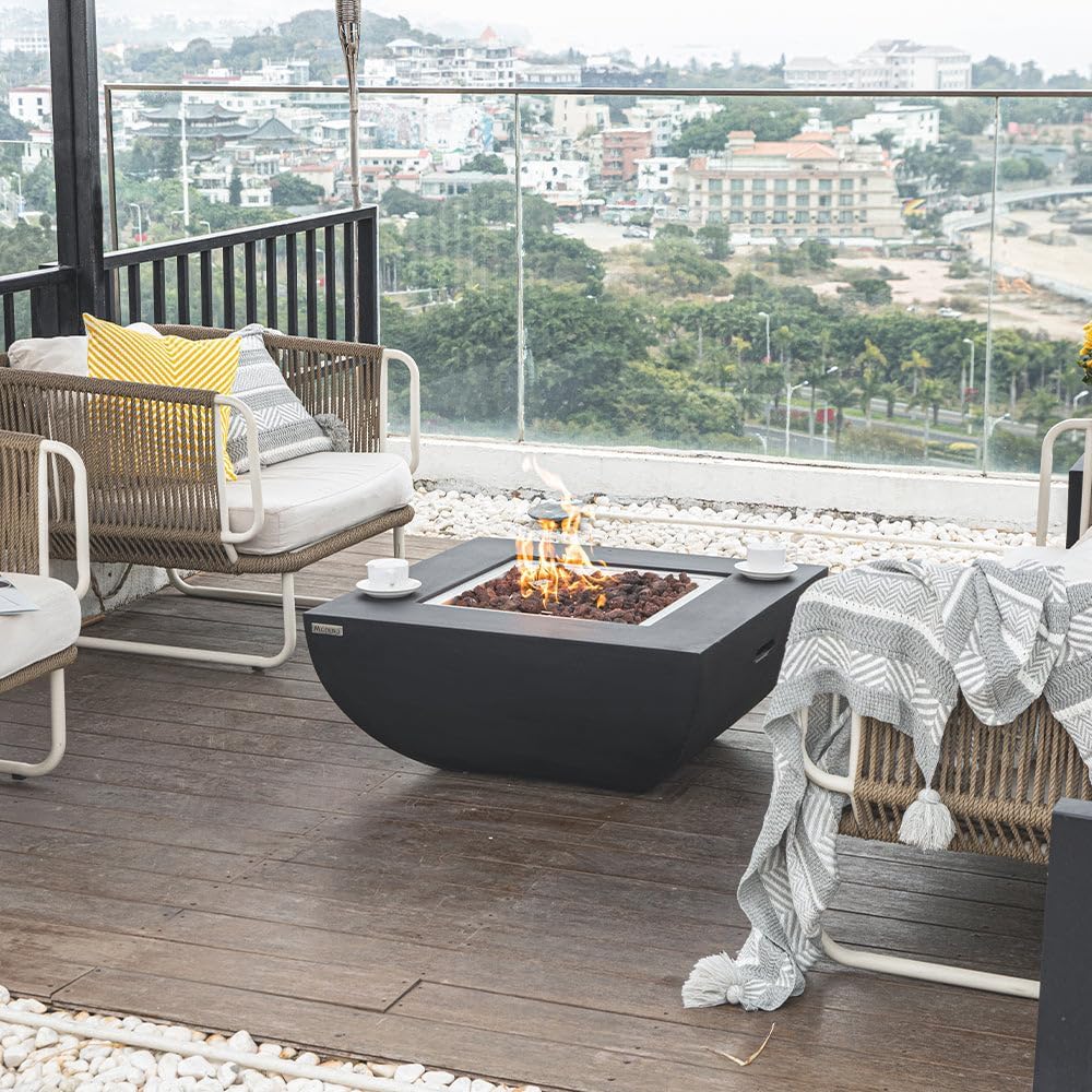 Aurora Fire Table Outdoor Fire Pit 34" x 34" Cast Concrete Firepit ...
