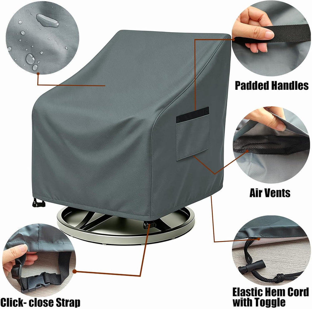 Outdoor Swivel Chair Cover 2 Pack, Fits to 30" L X 34" W X 38.5&quo...