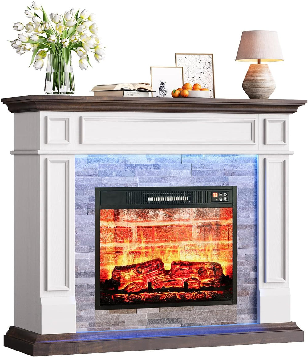 Naice 44" Electric Fireplace Mantel with LED Light & 23in Insert Heater