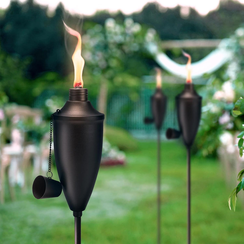 6 Pack Garden Torches for Outside, 22 oz Metal Citronella Torch with 3-Prong ...