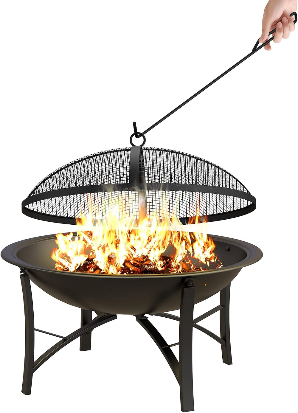 Fire Beauty Wood Burning Fire Pit, 2-in-1 BBQ Grill for Backyard Camping