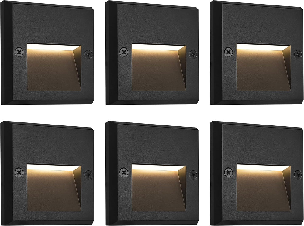 GKOLED 6-Pack Slim Square Low Voltage Deck Post Lights, Outdoor Step Lights, ...