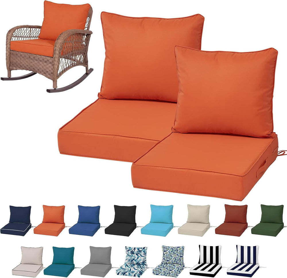 22x24“ Outdoor Deep Seat Cushions Set of 2, Patio Replacement Foam Cushions f...