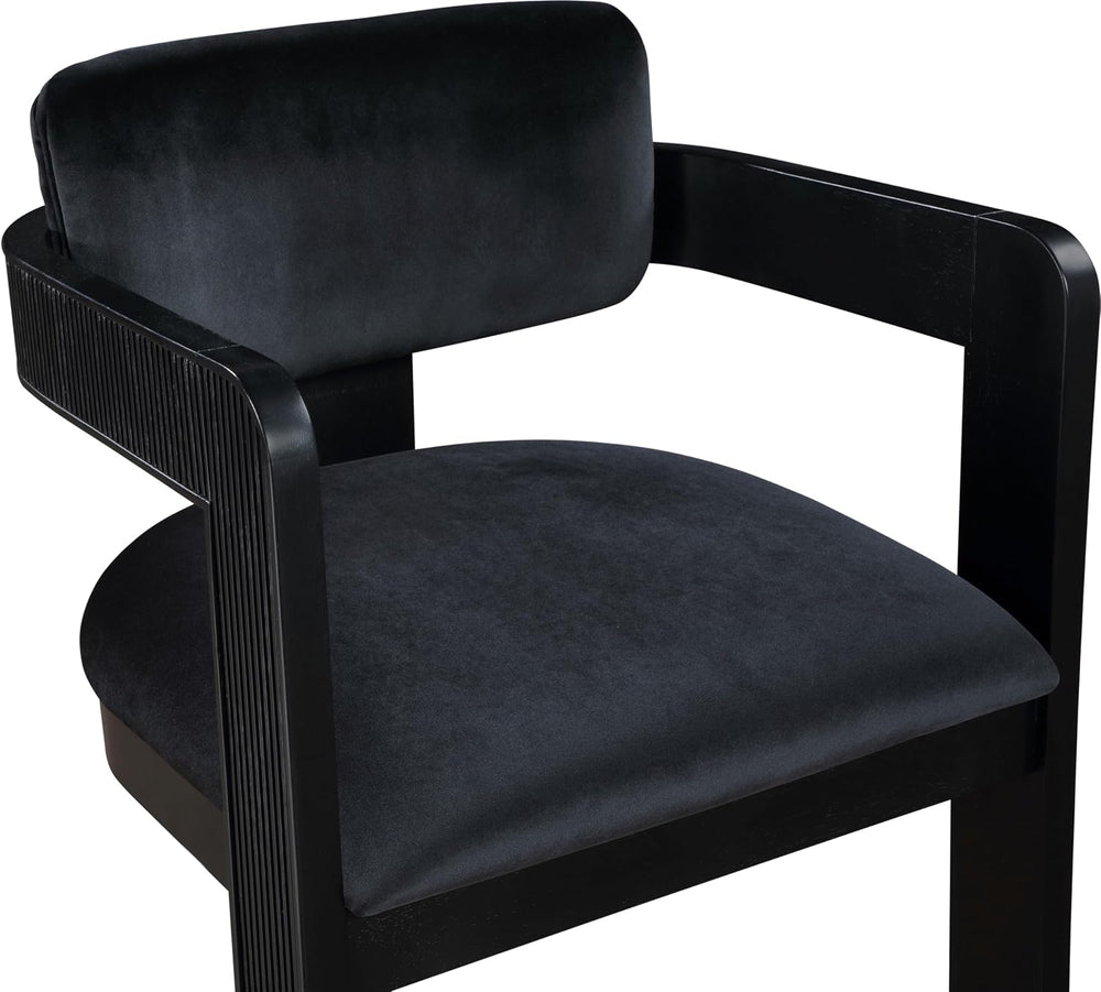 Meridian Furniture Sacha Velvet/Rubberwood Dining Chair, Black, Set of 2