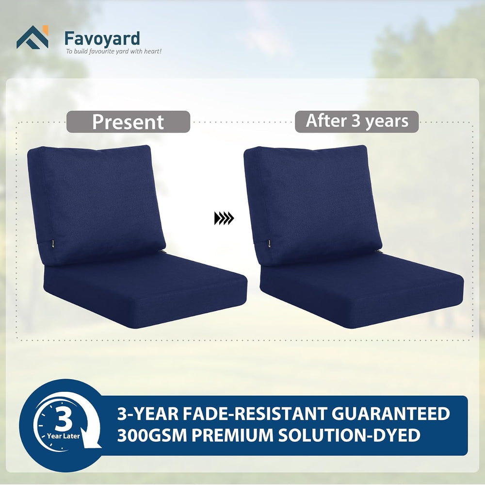 Favoyard Deep Seat Patio Cushion Set, Blue, 19 x 19 inch
