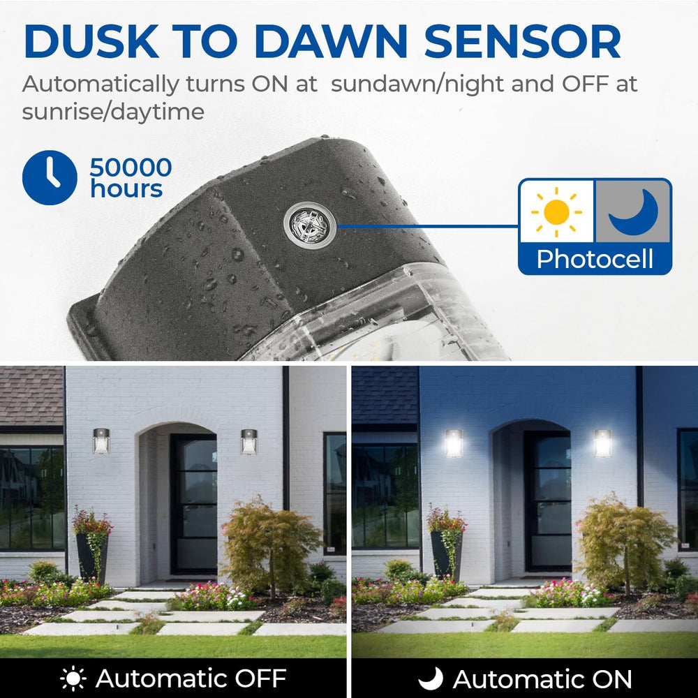 CINOTON 26W LED Wall Pack Light with Dusk to Dawn Sensor 5000k Bronze 4Pack