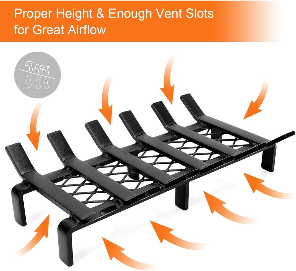 WILLOW WEAVE Fireplace Grate 17 inch with Ember Retainer, Wood Stove Grate