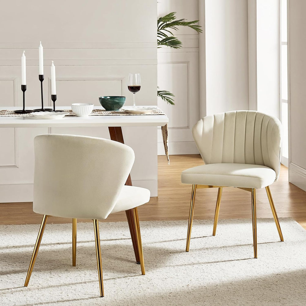 HULALA HOME Velvet Dining Chairs, Modern Small Armless Accent Chair with Gold...