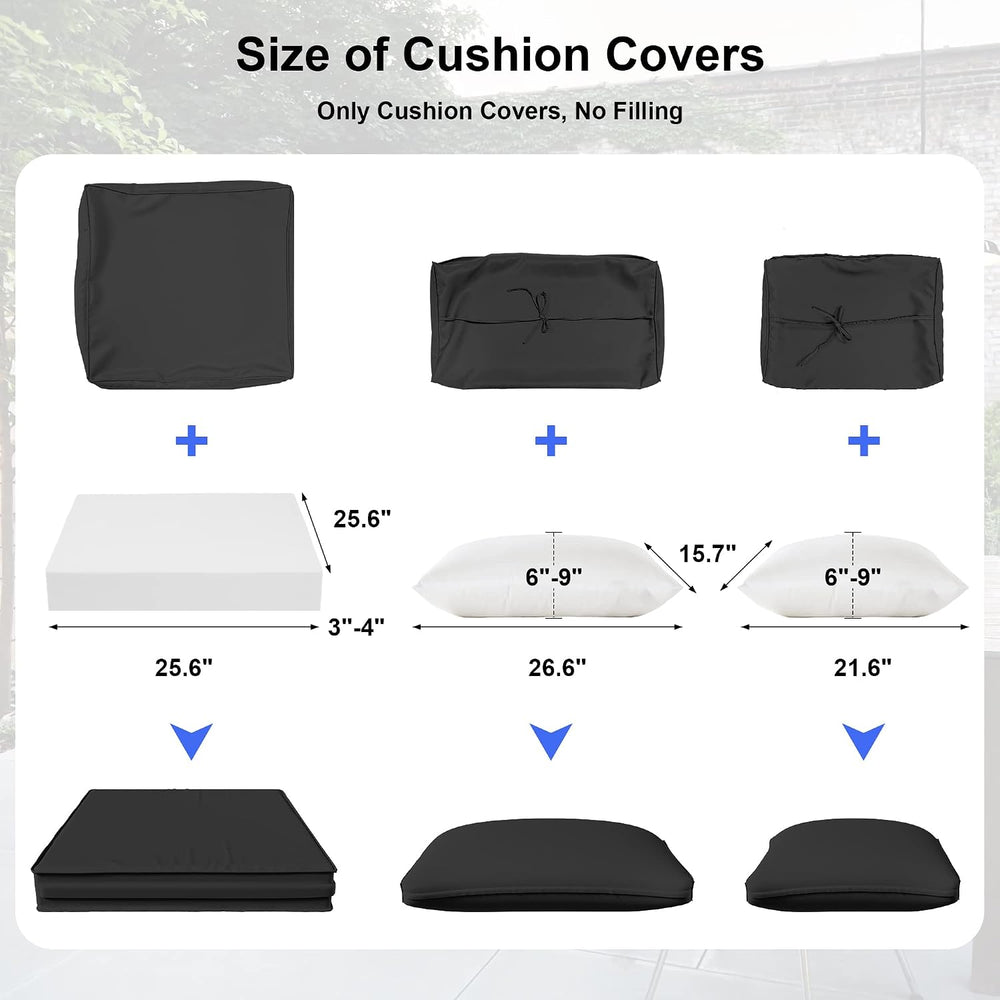 ALAULM 11 Pieces Patio Cushion Covers Replacement, Waterproof & Splashpro...