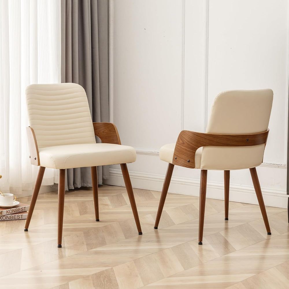 Dining Room Chairs,Mid Century Modern Kitchen Chair,Upholstered Faux Leather ...