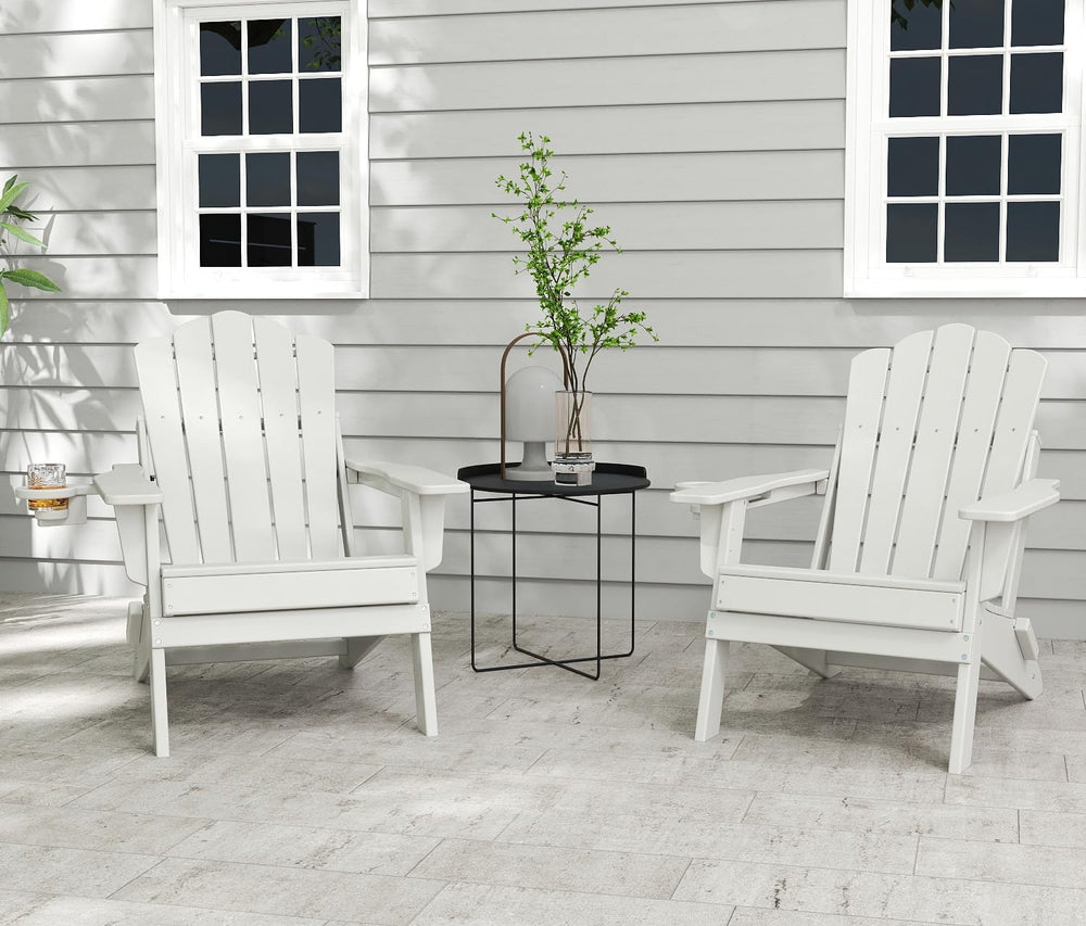 FOOWIN Adirondack Chair Set of 4, Folding HDPE Patio Chairs with Cup Holder, ...
