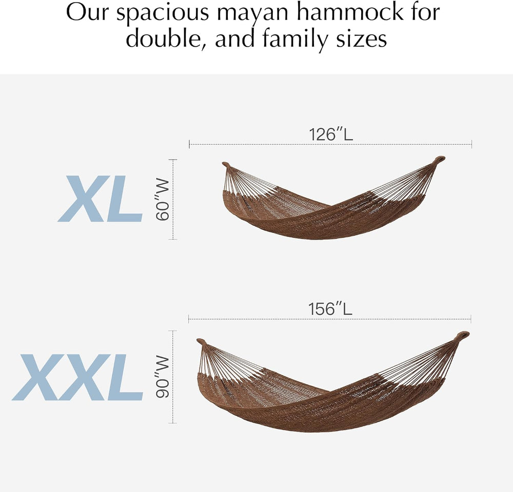 PNAEUT Handwoven Rope Mayan Hammock for Outside, 600 lbs Capacity