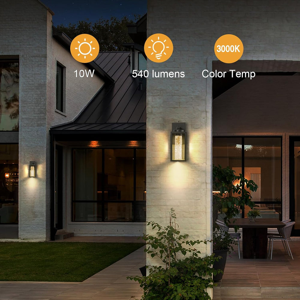 VIANIS Black Outdoor Wall Sconce, Dusk Dawn Exterior Lighting Wall Mount