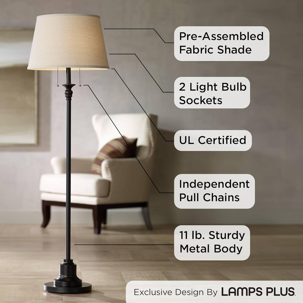 Possini Euro Design Spenser 58" Tall Oiled Bronze Traditional Floor Lamp