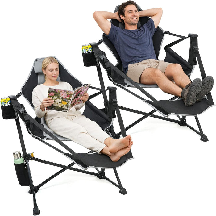 Suteck Hammock Camping Chair with Footrest,500LBS Rocking Chairs, 2Pack
