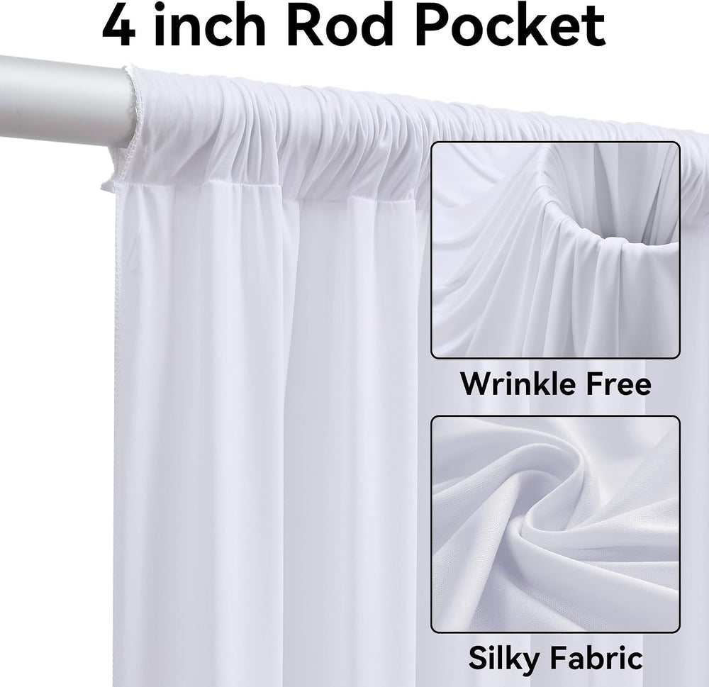 4 Panels 5x20ft White Ceiling Drapes for Wedding Parties, Wrinkle Free 20ft L...