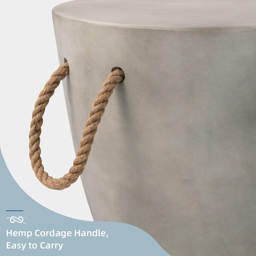 HOMPUS Concrete Outdoor Side Table Drum Accent Light Gray Modern End Table