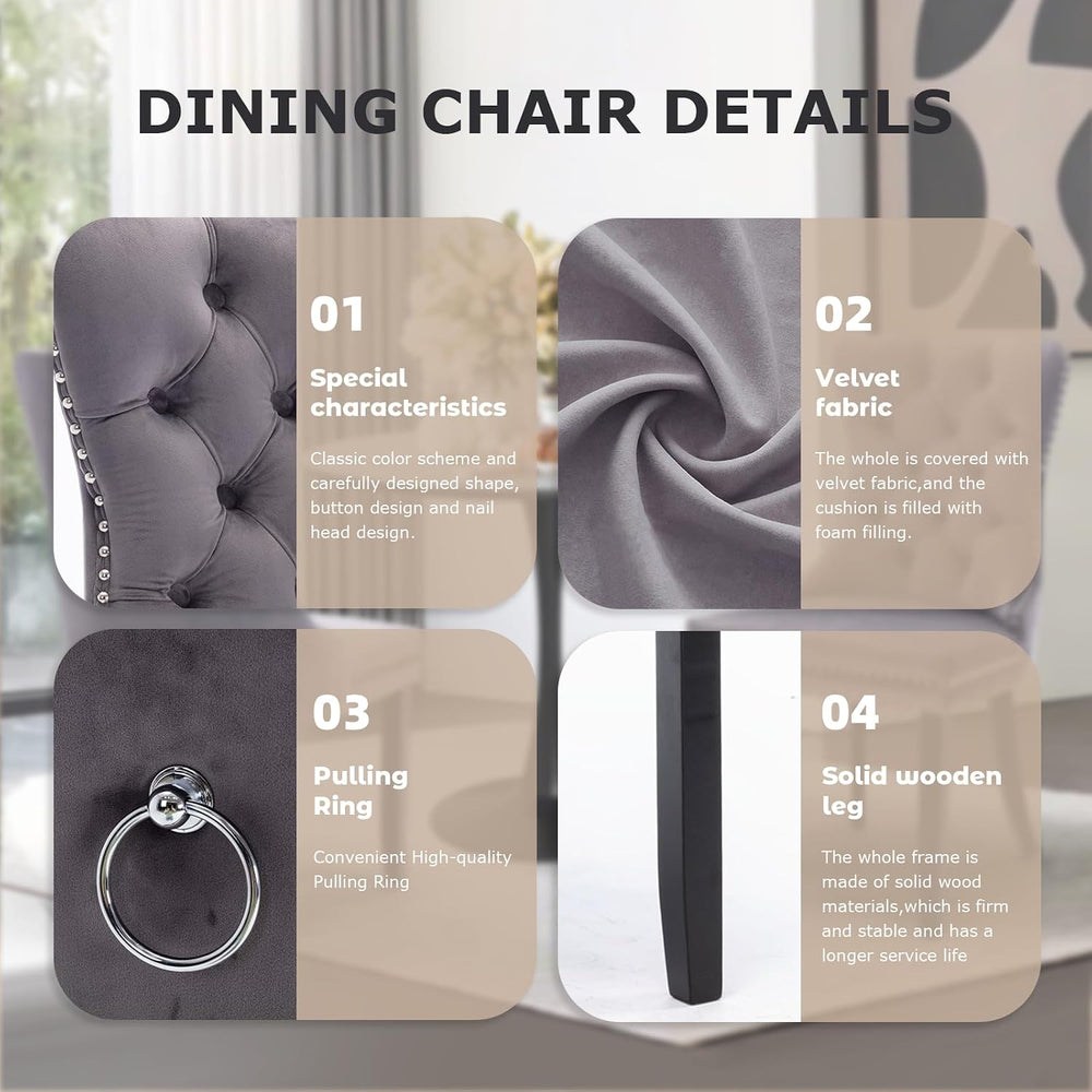 3-Pieces Dining Sets, 31.5" Round Dining Table Set with 2 Velvet Upholst...