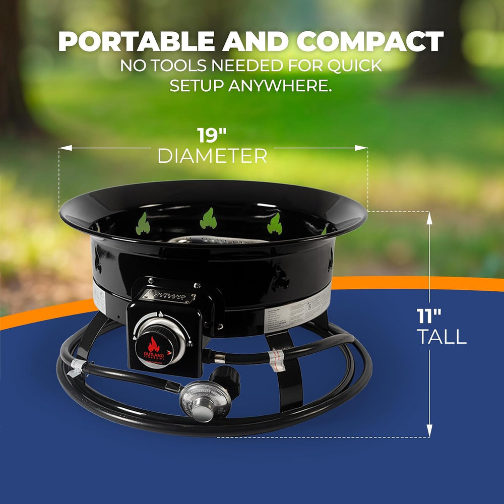 Outland Living Portable Propane Fire Pit, 19-inch, 58,000 BTU with Fire Pit C...