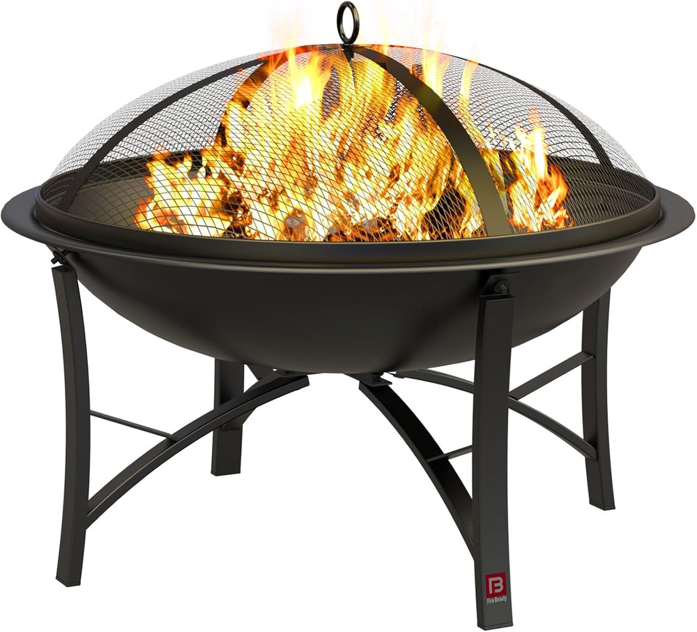 Fire Beauty Wood Burning Fire Pit, 2-in-1 BBQ Grill for Backyard Camping