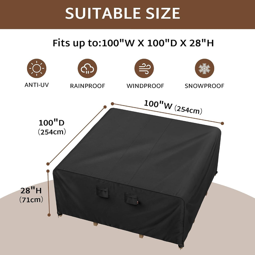 iBirdie Outdoor Table Patio Furniture Cover 100 x 100 inch, Waterproof