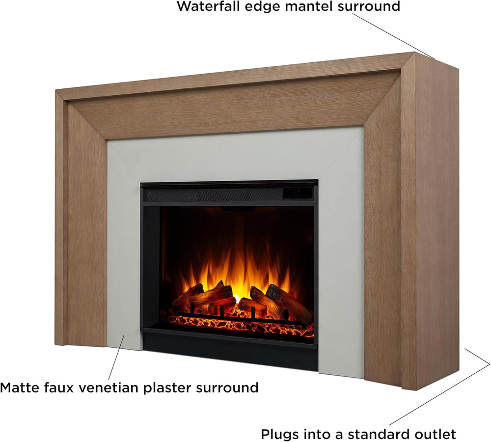 Real Flame Brooks 64” Grand Electric Fireplace with Mantel for Living Room or...