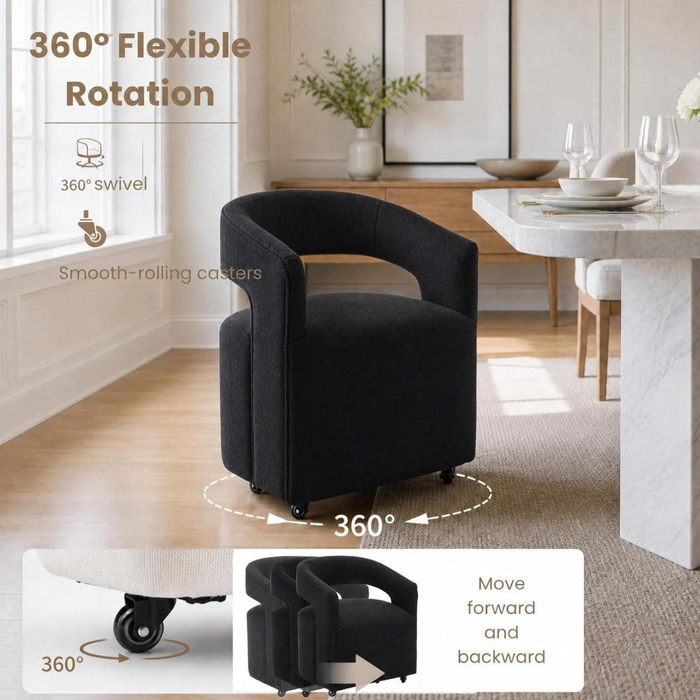 LukeAlon Sherpa Dining Chairs Set of 4, Modern 360° Swivel Kitchen Chairs wit...